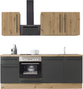 Moderne Küchenzeile FRANKFURT 220 cm – Holzoptik & Anthrazit – Sofort ab Lager lieferbar