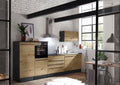 Moderne Küchenzeile BERLIN 320 cm – Holzoptik & Anthrazit | Sofort ab Lager