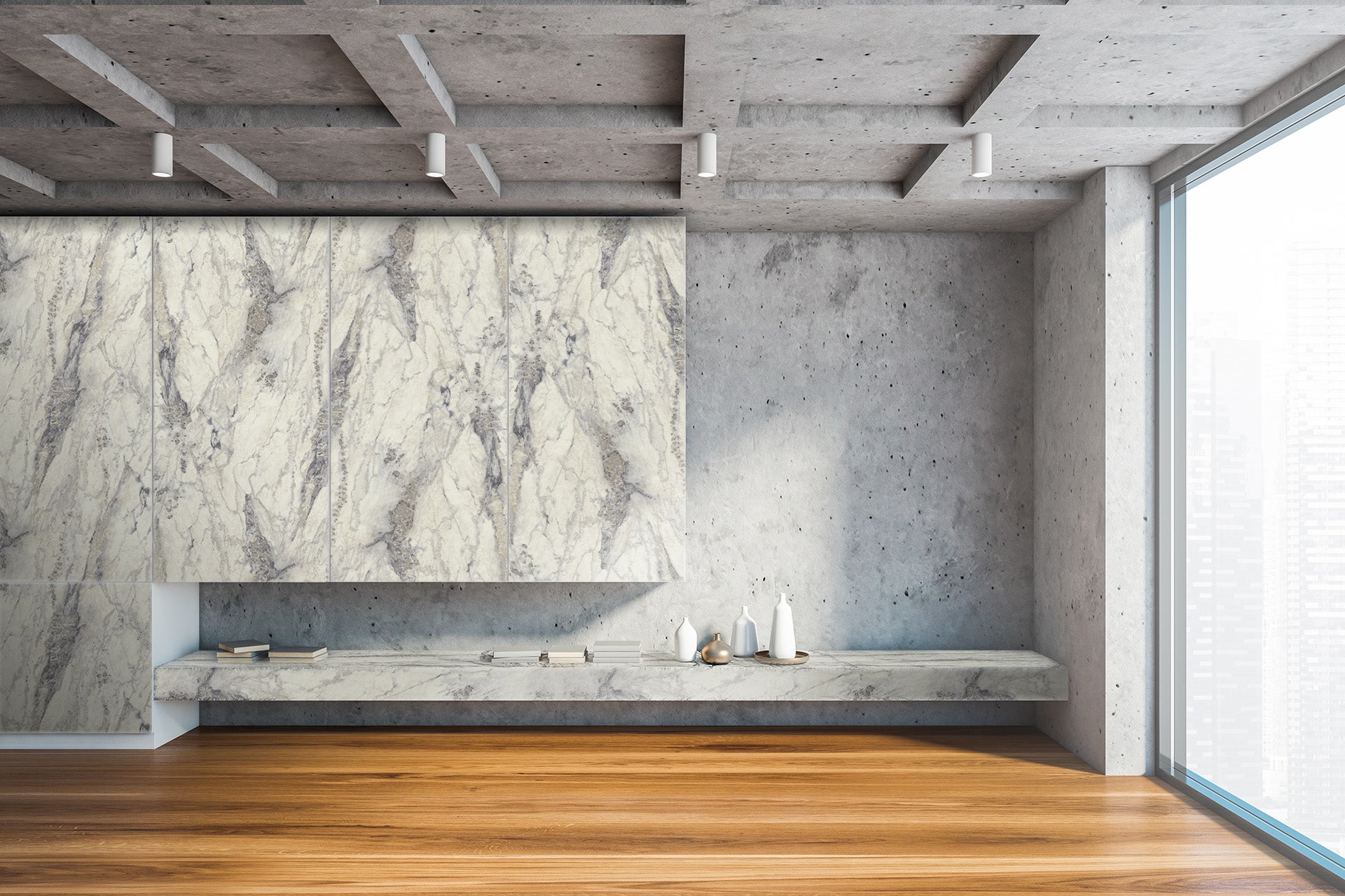 Santorini Laminatboden Set mit Fußleiste und Dämmung