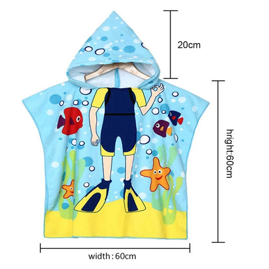 Kinder Kapuzen Badetuch Cartoon Print für optimalen Sonnenschutz