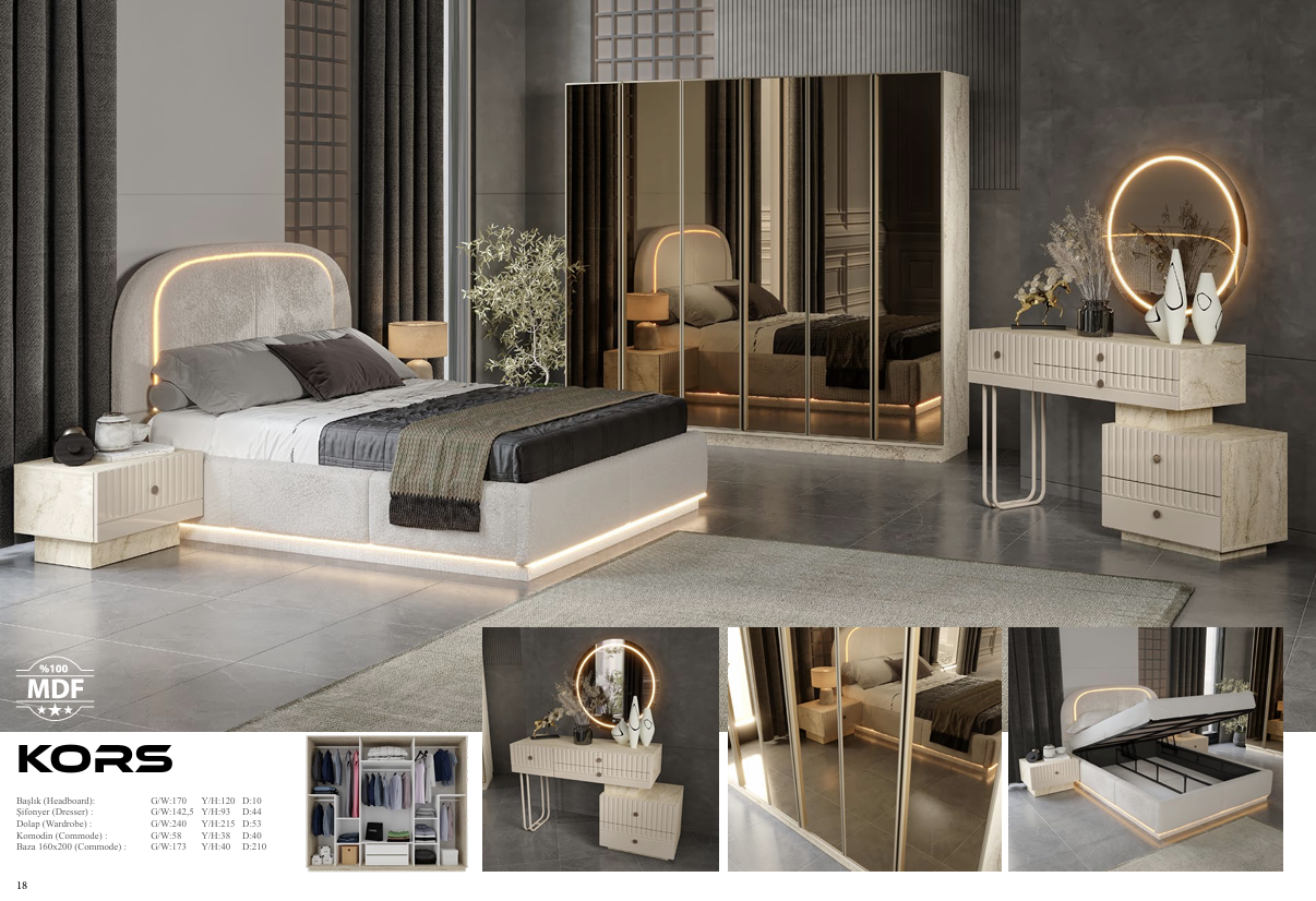 KORS Schlafzimmer Set – Moderne Eleganz & Exklusiver Wohnkomfort