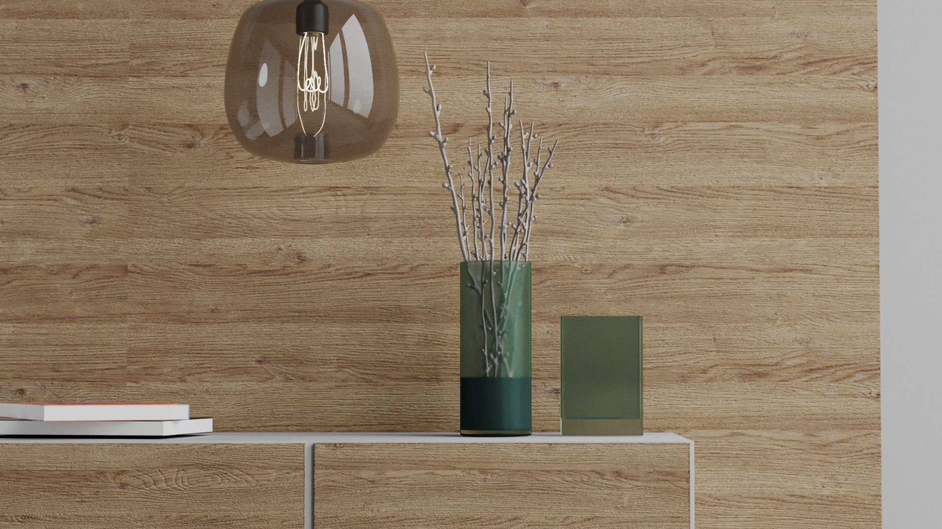 Jasper-Eiche Laminatboden Set mit Fußleiste und Dämmung