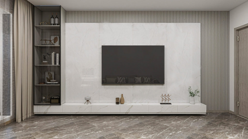 PVC Wandpaneel 120x260 cm Eleganz Weiß Marmoroptik