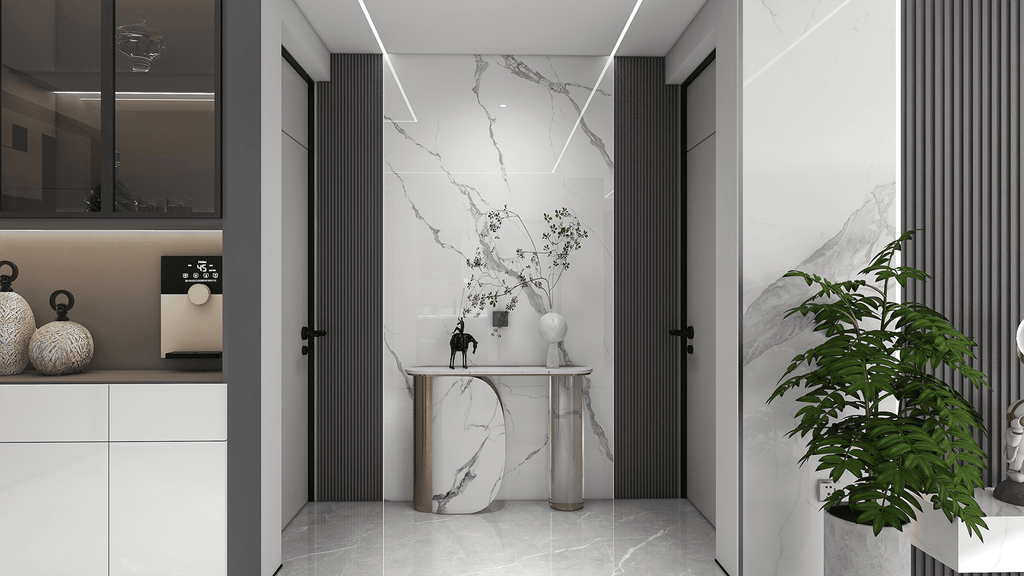 PVC Wandpaneel 260x122 cm Weiß Grau Marmor