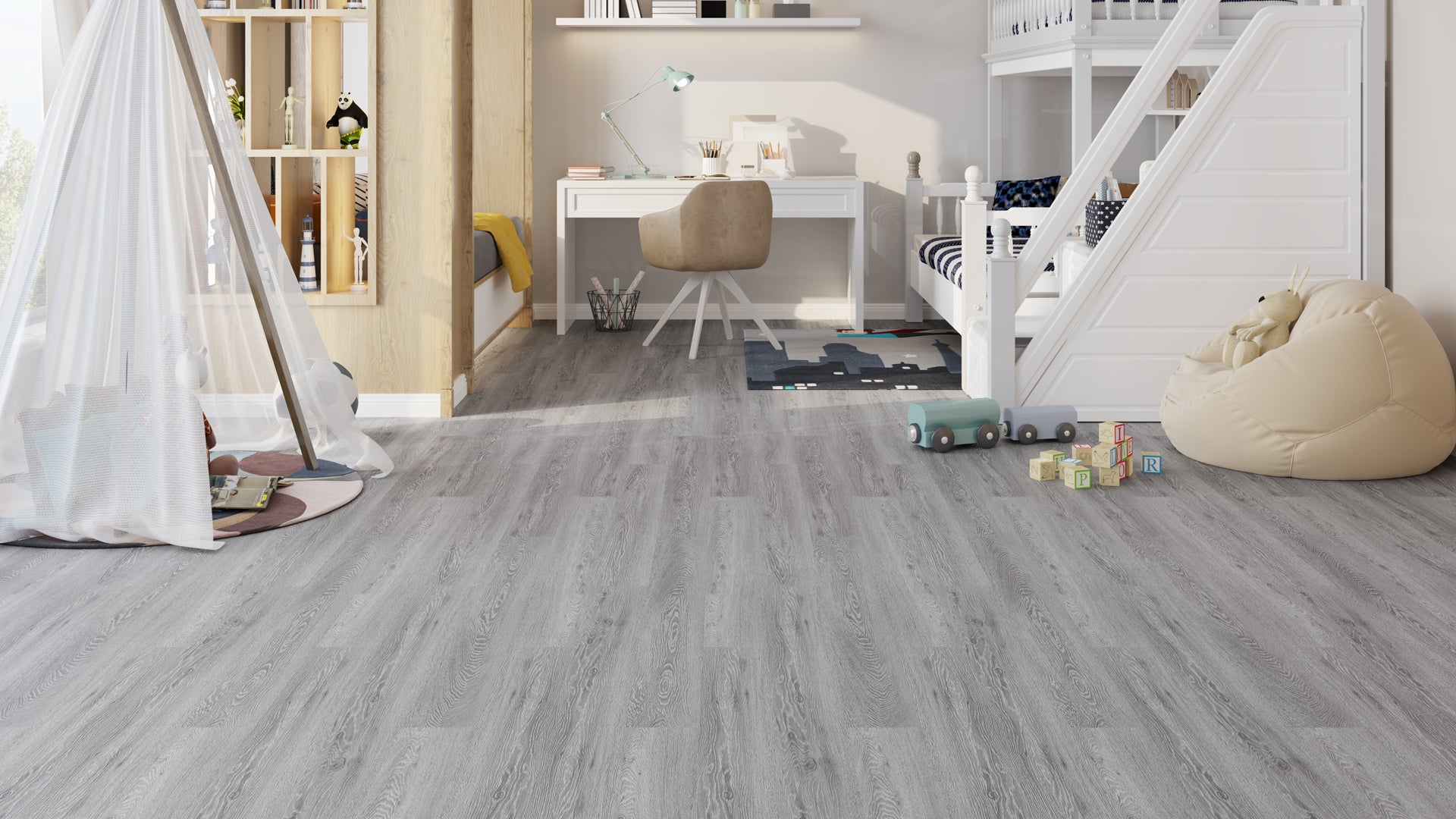 Santorini Laminatboden Set mit Fußleiste und Dämmung