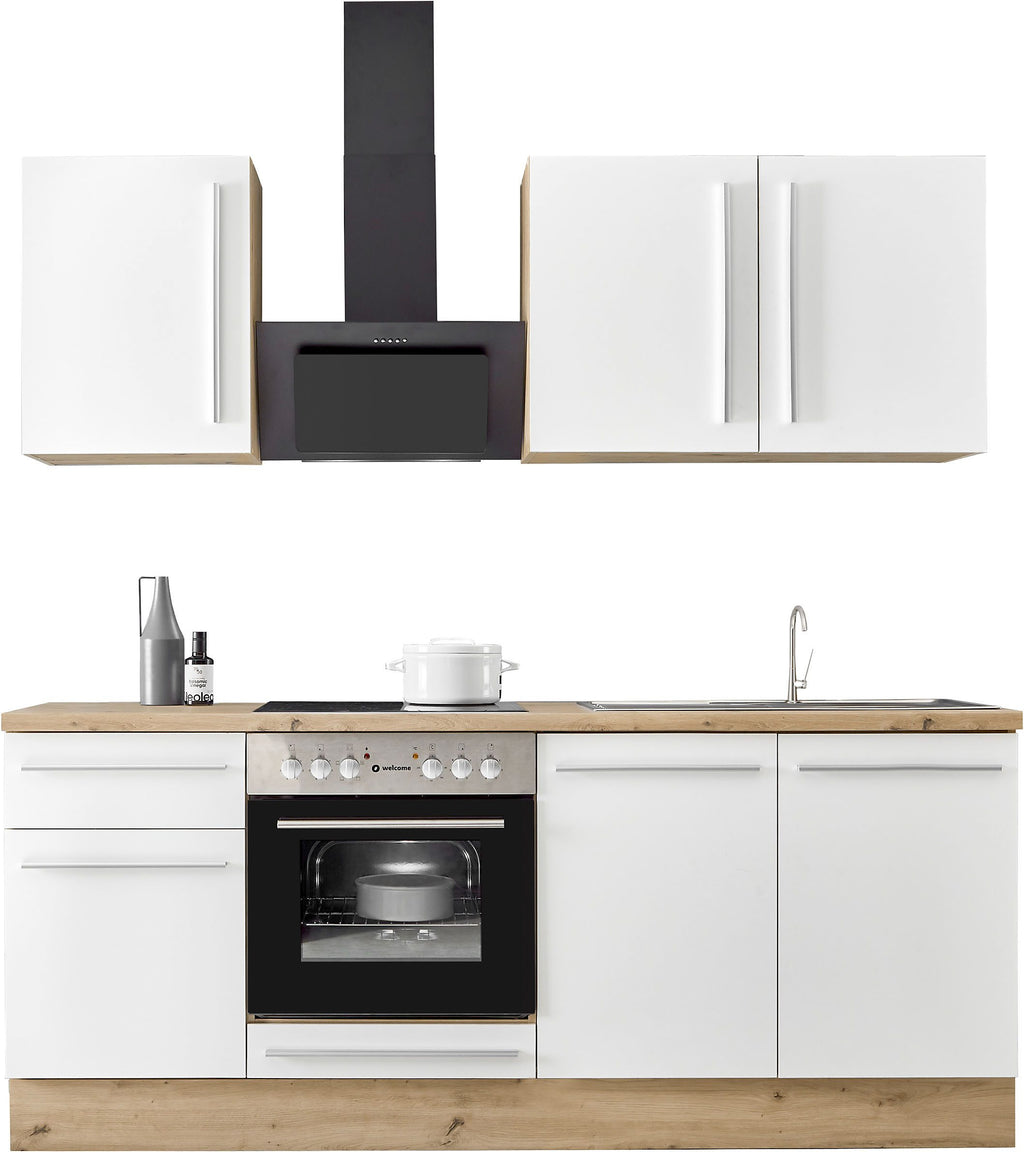 Moderne Küchenzeile FRANKFURT - WEIß – 210 cm  Sofort ab Lager lieferbar