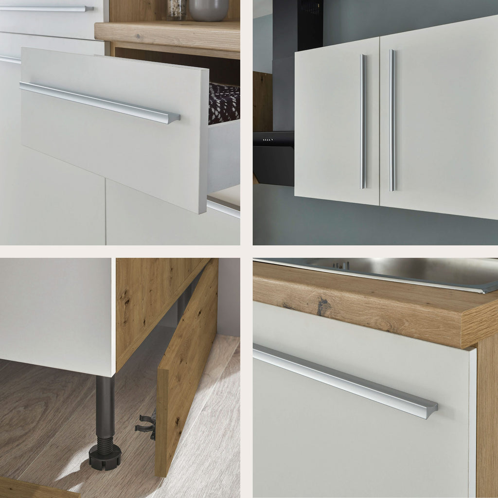 Moderne Küchenzeile FRANKFURT - WEIß – 210 cm  Sofort ab Lager lieferbar
