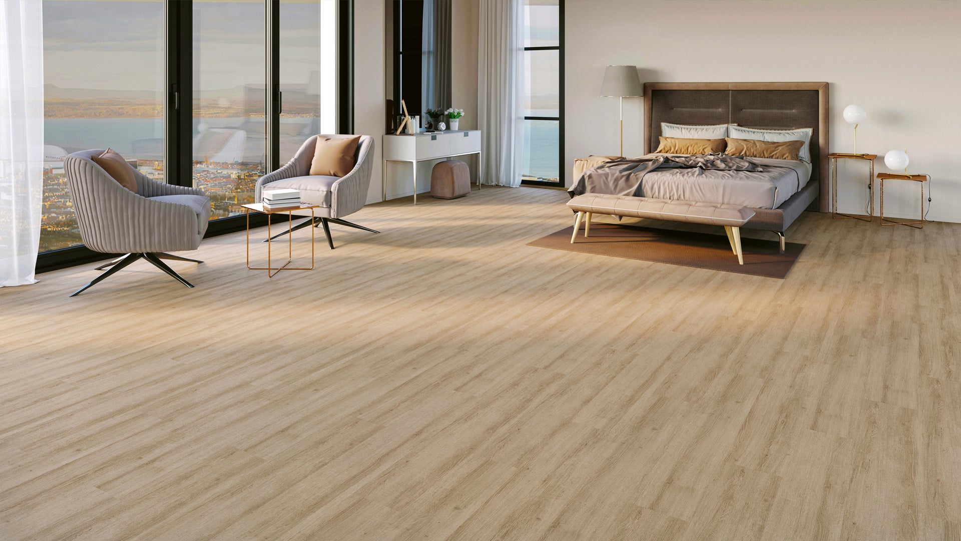 Akasya Laminatboden Set mit Fußleiste und Dämmung