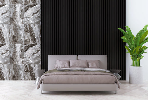 Akustik Wandpaneel 260x60 cm Schwarz Eiche